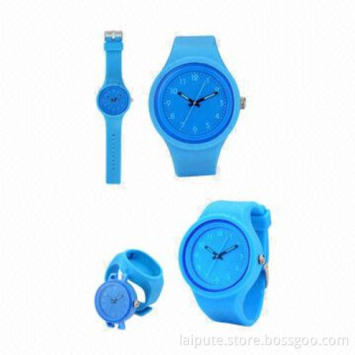 Colorful Plastic Silicone Jelly Watch with PU Band and Available in Various Colors